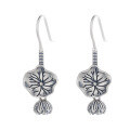 wholesale S925 Sterling Silver Retro Ethnic Elegant Lotus Tassel Earrings, Versatile and Exquisite Women's Earrings-0-6