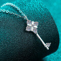 S925 Silver Moissanite Key Pendant Necklace, Creative and Minimalist-0-1