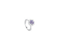wholesale S925 Sterling Silver Cross-Border Moissanite Four-Prong Ring for Women, Minimalist and Fashionable Petite Design, Exquisite Light Luxury Korean Style Closed Band-1 carat (purple moissanite) ring size 5