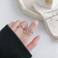 wholesale S925 Sterling Silver AR1521 Korean Version INS Minimalist Hollow Line Crossover Women's Ring-0-2