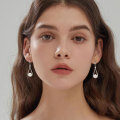 S925 Sterling Silver Natural Freshwater Pearl Teardrop Earrings, Wholesale-0-0