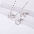 wholesale 925 Silver Earrings and Pendant with Freshwater Pearl Necklace Set, New Light Luxury Natural Pearl Jewelry-0-1