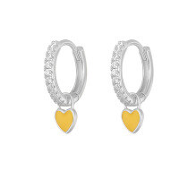 wholesale S925 Sterling Silver Geometric Heart Earrings With Crystals, Cross-border Bestseller, Versatile Ear Cuff-Platinum-yellow