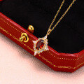 wholesale S925 silver jewelry set with a retro and light luxury cross star garnet pendant necklace and earrings-0-0