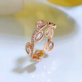 wholesale New Design Leaf Full Diamond Ring, Fashionable and Versatile Small Stacking Ring, in Metal Material-0-7