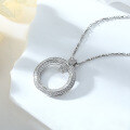 wholesale S925 Sterling Silver New Micro-Paved Full Diamond Women's Necklace High-End Circular Pendant European and American Style Personality Choker-0-1