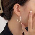 wholesale S925 Sterling Silver Heavy Workmanship Circle Hoop Earrings Women New Trend High-End Minimalist Style Earrings-0-2