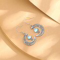 wholesale S925 Sterling Silver Bohemian Moonstone Mushroom Moon Cut-Out Earrings for Women, Cross-Border New Fashion-0-1