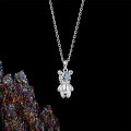 S925 Silver Cross-Border Wholesale Zircon Bear Pendant Necklace-0-1