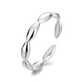 wholesale S925 Sterling Silver Olive Leaf Ring, Simple and Versatile Minimalist Style Adjustable Open Ring for Women-0-4