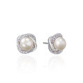 wholesale S925 Sterling Silver Niche-Designed Zircon Freshwater Pearl Ear Studs Women's Versatile Fashion Elegant Jewelry Wholesale-0-4