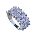wholesale S925 Sterling Silver Zhuo Zhifan Edition Luxurious Three-Row Diamond Inlaid Stackable Ring, High-End Fashion Ring for Women, Little Red Book-0-4