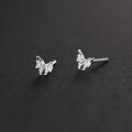 wholesale 999 Silver Sweet Ins-style Lava Butterfly Earrings, Minimalist Design with Irregular Texture, M06534-0-3