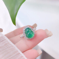 wholesale S925 Sterling Silver New Chinese Style Green Chalcedony Gourd Ring for Women, National Style Inlaid Fashion Design Light Luxury and Noble Ring-Chrysoprase Gourd Ring / Approx. 2.96g &gt; JZ016144 Sterling Silver