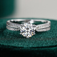 S925 Sterling Silver Moissanite Six-Prong Star Queen Ring for Wedding Proposals-1 carat (simulated diamond)  Hong Kong number 18