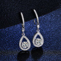S925 Silver Moissanite Earrings, Teardrop Shape, Fine Craftsmanship-0-0