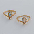 wholesale S925 Silver Plated with 14k Gold, Dunli Jewelry Petite Fresh Sweet Style Rose Quartz/Sky Blue Topaz Ring-0-3