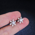 Sterling Silver Snowflake Earrings with Moissanite for Women-0-2