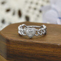 wholesale Sterling Silver Dulli Jewelry Small and Exquisite Heart-shaped Lucky Letter Braided 3D Love Ins Style Ring-0-0