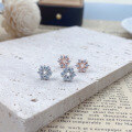wholesale S925 Sterling Silver Snowflake Earrings Women Small and Exquisite Light Luxury Inlaid Diamond Dazzling Minimalist Design-0-1