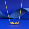 wholesale Metal S925 Gold Color Diamond-Studded Vajra Pendant Necklace, Live New Arrival-0-0