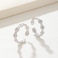 wholesale Sterling Silver S925 Trendy Adjustable Open Ring for Women with Zircon, Christmas Gift, Wholesale Silver Jewelry-White diamond ring Adjustable opening