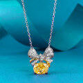 wholesale S925 Sterling Silver European & American Style Bow-Tie High Carbon Diamond 7*9mm Yellow Diamond Ice-Cut Pendant Necklace for Women Live Streaming Drop Shipping-0-0