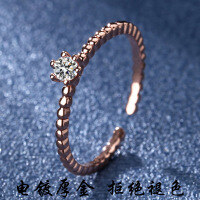 wholesale Moissanite open ring for women, petite and slim design, stylish and minimalist, elegant for OL and commuting, trendy and Instagram-worthy stackable ring-High carbon diamond platinum opening adjustable