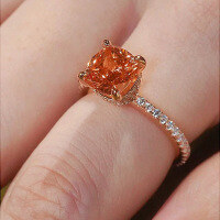 wholesale 925 Silver Zhuo Zhifan Women's 9*9mm Imported High-Carbon Diamond Plump Square Morgan Pink Simulated Diamond Ring for Wedding-Morgan Pink Diamond No. 8