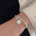 wholesale S925 Sterling Silver Persistent Round Bead Queen Charm Bracelet for Women, Korean New Style, Xiaohongshu Viral, Minimalist Design Jewelry-0-0