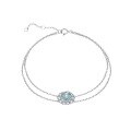 wholesale 18k Gold Plated S925 Silver with New Paraiba Moissanite 5*7mm Oval Cut Halo Zircon Bracelet Jewelry-0-0