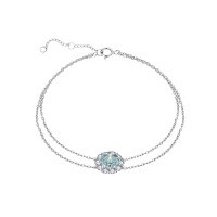 wholesale 18k Gold Plated S925 Silver with New Paraiba Moissanite 5*7mm Oval Cut Halo Zircon Bracelet Jewelry-1 carat (side stone zircon) 16.5+1.5+2cm