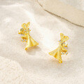 925 Silver Gold Plated Moissanite Small Dress Earrings with Bow-0-2