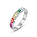wholesale 925 Sterling Silver Gradient Color Zircon Full Diamond Fashion Ins Trendy Personality Index Ring Wholesale-0-4