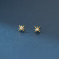 wholesale S925 Sterling Silver Inlaid Diamond Eight-Pointed Star Earrings, Korean Style Fashion Ins Trend Niche Ear Jewelry for Women M05166-0-2