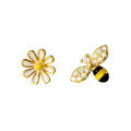 wholesale 925 Silver Korean-style Bee Daisy AB Stud Earrings, Simple and Unique Jewelry M02592-0-4