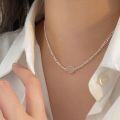 wholesale S925 Sterling Silver Minimalist Niche Design High-End White Chalcedony Necklace for Women, Luxurious Collarbone Chain-0-2