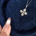 wholesale S925 sterling silver pure white bridal petite bead cross pendant necklace, vintage-inspired romantic elegant collarbone chain for women-0-1