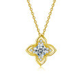 S925 Sterling Silver Cross-Border Moissanite Four-Leaf Clover Pendant Necklace-0-5