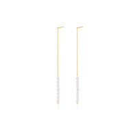 wholesale 925 Sterling Silver Long Tassel Pearl Earrings, Women's Small Batchins。-E3055-Gold 925 Silver