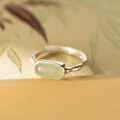 wholesale S925 Sterling Silver Qing Dynasty Style Sweet Ins Style Small Design Green Jade Oval Bamboo Joint Ring R02901-0-4