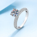 wholesale PT950-plated S925 sterling silver 2-carat moissanite ring for women, high-end wedding ring, available for wholesale from large manufacturers-0-5