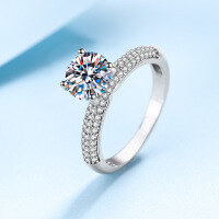 wholesale PT950-plated S925 sterling silver 2-carat moissanite ring for women, high-end wedding ring, available for wholesale from large manufacturers-Zircon 8mm>11