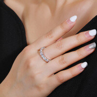 wholesale S925 Sterling Silver Enzela Classic Row of Diamonds Zirconium Plain Band High Carbon Diamond Ice-Cut Jewelry Small and Non-Fading-White No. 9