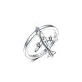 wholesale 925 Sterling Silver Aircraft Letter "Fly Away" Minimalist High-End Ring European and American Set-0-6