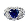 wholesale Sterling silver new heart-shaped simulated sapphire 8*8 ring ins foreign trade style jewelry one-piece dropshipping-0-4
