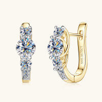 wholesale S925 Sterling Silver Cross-Border Amazon Best-Seller Full Moissanite Earrings,-Color plating (gold + white)  0.72 carats + 0.72 carats