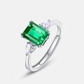 wholesale S925 Silver Love Rumei Light Luxury Jewelry Simple Princess Cut Lab-Grown Emerald Fashion Gemstone Ring Wholesale-0-4