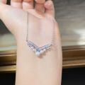 wholesale 925 Sterling Silver Pearl Necklace V-Collarbone Chain with High-Carbon Diamond, Premium Feel, Minimalist Style, Exquisite Craftsmanship Wholesale-0-2