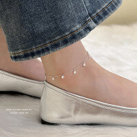 wholesale S925 Sterling Silver Women's Fashion Minimalist Choker Necklace With Cubic Zirconia-White gold/anklet 925 silver